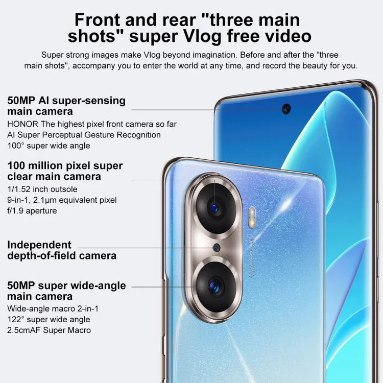 Dreifach-Kamera auf der Rückseite, Fingerabdrucksensor im Display, 6,78 Zoll Magic UI 5.0, Qualcomm Snapdragon 778G Plus 6 nm Octa-Core-Prozessor mit bis zu 2,5 GHz, Netzwerk: 5G, OTG, NFC, Google Play wird nicht unterstützt, 60 Pro 5G 12 GB + 256 GB