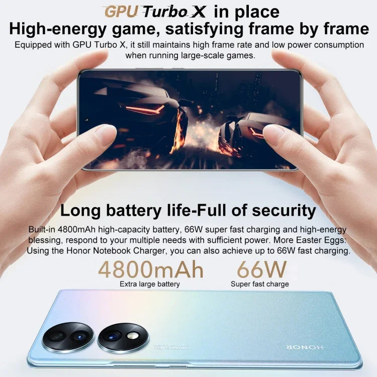 Dreifach-Kamera auf der Rückseite, Fingerabdrucksensor im Display, 6,67 Zoll Magic UI 6.1, Qualcomm Snapdragon 778G Plus Octa-Core-Prozessor mit bis zu 2,5 GHz, Netzwerk: 5G, OTG, NFC, Google Play wird nicht unterstützt, Honor 70 5G 12 GB + 512 GB