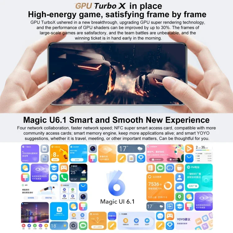 Dreifach-Kamera auf der Rückseite, Fingerabdrucksensor im Display, 6,78 Zoll Magic UI 6.1, Dimensity 9000 Octa-Core-Prozessor mit bis zu 3,05 GHz, Netzwerk: 5G, OTG, NFC, Google Play wird nicht unterstützt, Honor 70 Pro+ 5G 8 GB + 256 GB