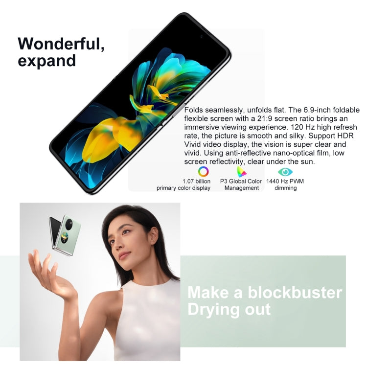 Zwei Rückkameras, seitliche Fingerabdruckerkennung, 6,9 Zoll + 1,04 Zoll HarmonyOS 3.0 Snapdragon 778G Octa Core bis zu 2,42 GHz, Netzwerk: 4G, OTG, NFC, unterstützt Google Play nicht, 128 GB Obsidian Schwarz, 128 GB Silber, 128 GB Pink, 128 GB Mintgrün