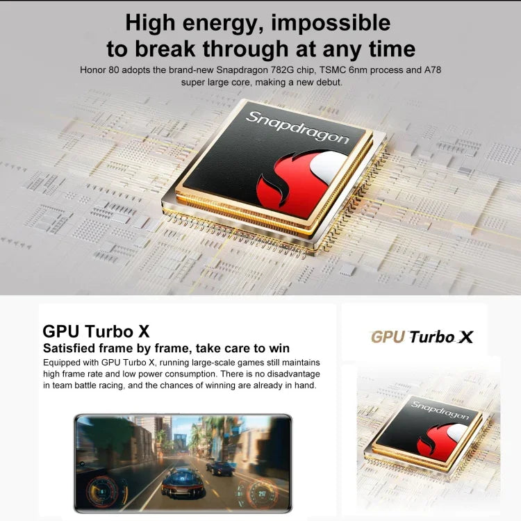 Dreifach-Kamera auf der Rückseite, Fingerabdrucksensor im Display, 6,67 Zoll Magic UI 7.0, Qualcomm Snapdragon 782G Octa-Core-Prozessor mit bis zu 2,7 GHz, Netzwerk: 5G, OTG, NFC, Google Play wird nicht unterstützt, Honor 80 5G, 8 GB RAM + 256 GB Speicher