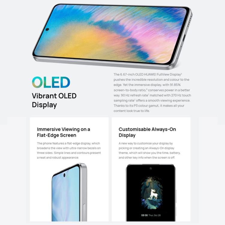 Dreifach-Hauptkamera + Einzel-Frontkamera, seitlicher Fingerabdrucksensor, 6,67 Zoll HarmonyOS 2.0.1, Qualcomm Snapdragon 680 Octa-Core-Prozessor, Netzwerk: 4G, OTG, NFC, Google Play wird nicht unterstützt, nova 10 SE 256 GB