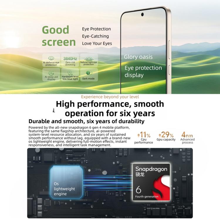 Honor X70 Aktualisierte Version, 12GB+256GB, Bildschirm-Fingerabdruck, 6,79 Zoll MagicOS 10.0 / Android 16 Snapdragon 6 Gen 4 Octa Core, Netzwerk: 5G, OTG, NFC, Unterstützt Google Play, 12GB+512GB