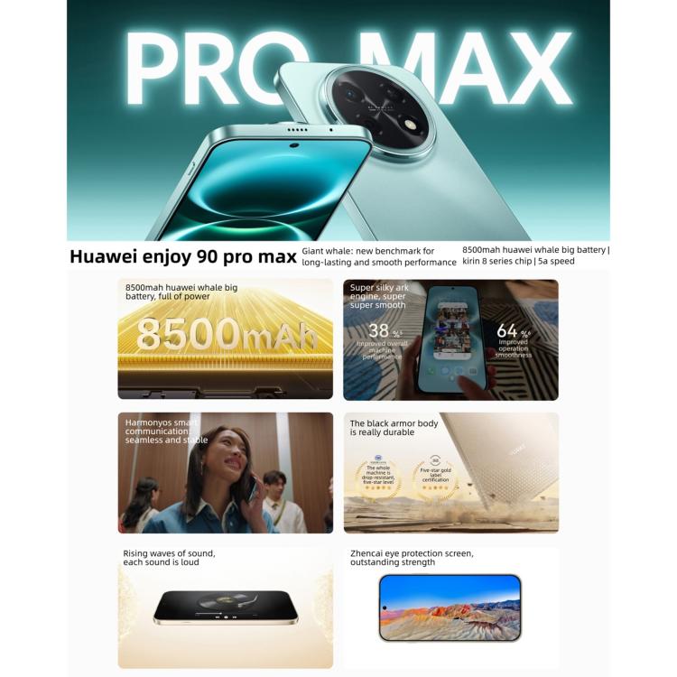 HUAWEI Enjoy 90 Pro Max, 8GB‌+128GB, Seitlicher Fingerabdrucksensor, 6,84 Zoll HarmonyOS 6.0 Kirin 8000, OTG, Unterstützt kein Google Play, 8GB+128GB
