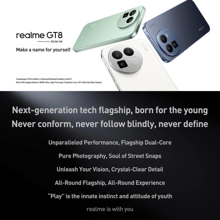 Realme GT8, 16GB+1TB, 6,79 Zoll Realme UI 7.0 Android 16 Snapdragon 8 Elite Octa Core, NFC, OTG, Netzwerk: 5G, Realme GT8, 16GB+1TB, 16GB+1TB