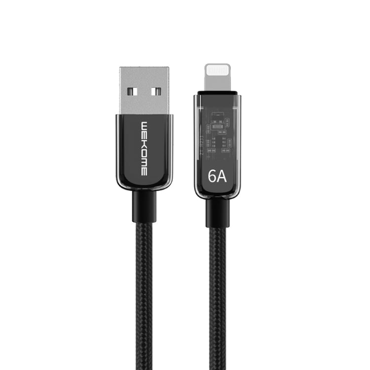 WK WDC-180 6A Pioneer Serie USB zu 8 Pin Transparentes Schnelllade-Datenkabel, Länge: 1m, USB zu 8 Pin