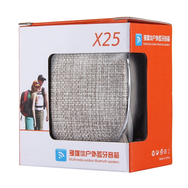 X25 Tragbarer Bluetooth-Stereo-Lautsprecher im Stoffdesign mit integriertem Mikrofon, unterstützt Freisprechanrufe, TF-Karte und AUX IN, Bluetooth-Reichweite: 10m