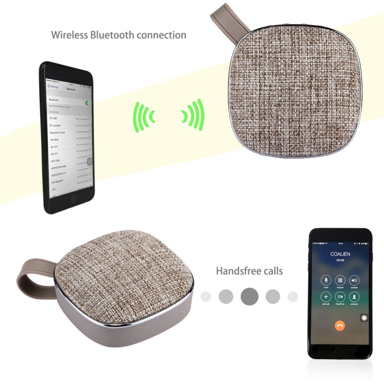 X25 Tragbarer Bluetooth-Stereo-Lautsprecher im Stoffdesign mit integriertem Mikrofon, unterstützt Freisprechanrufe, TF-Karte und AUX IN, Bluetooth-Reichweite: 10m