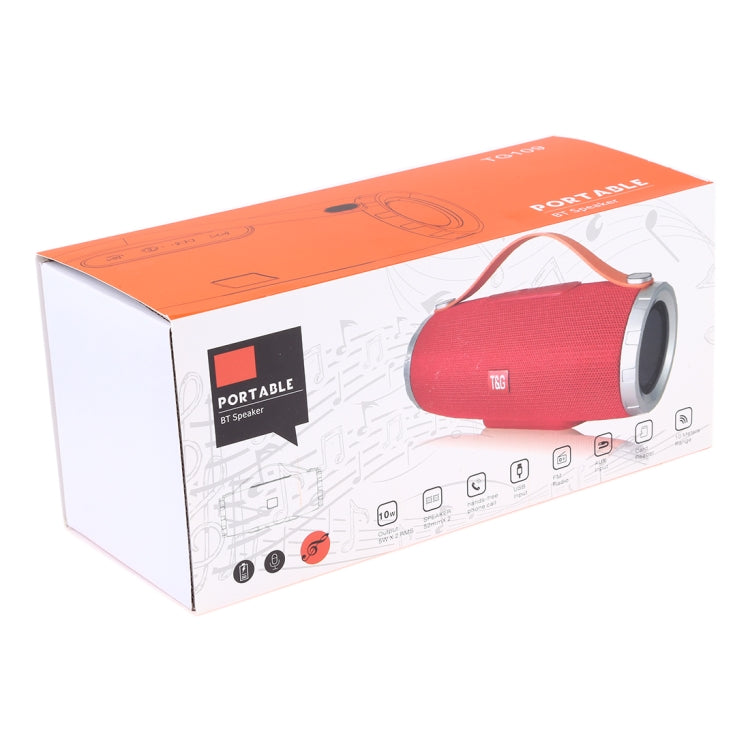 T&G TG109 Tragbarer kabelloser Bluetooth V4.2 Stereo-Lautsprecher mit Griff, eingebautem Mikrofon, Unterstützung von Freisprechanrufen und TF-Karte und AUX IN und FM, TG109
