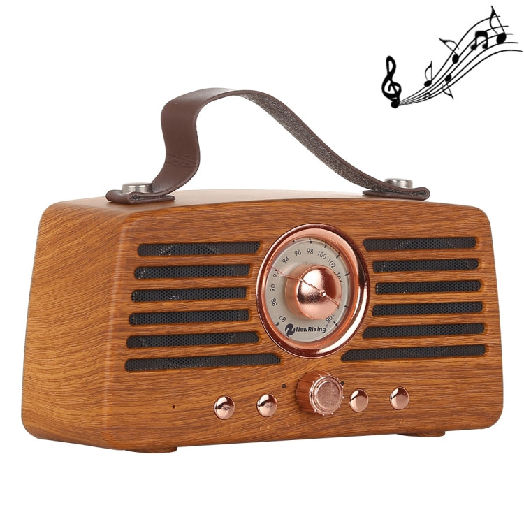 NewRixing NR-4013 Retro Wireless-FM-Lautsprecher mit mandschurischer Eschenholzmaserung und Freisprechfunktion, unterstützt TF-Karten und U-Disk