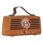 NewRixing NR-4013 Retro Wireless-FM-Lautsprecher mit mandschurischer Eschenholzmaserung und Freisprechfunktion, unterstützt TF-Karten und U-Disk