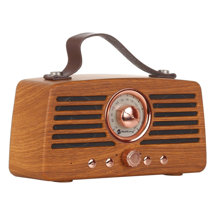 NewRixing NR-4013 Retro Wireless-FM-Lautsprecher mit mandschurischer Eschenholzmaserung und Freisprechfunktion, unterstützt TF-Karten und U-Disk