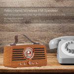 NewRixing NR-4013 Retro Wireless-FM-Lautsprecher mit mandschurischer Eschenholzmaserung und Freisprechfunktion, unterstützt TF-Karten und U-Disk