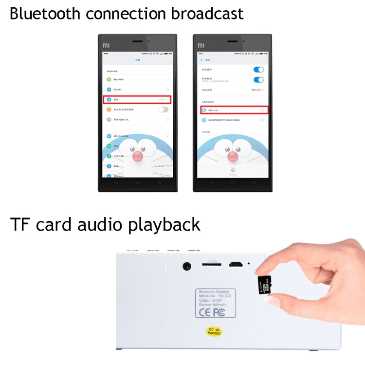 YM370 Multifunktionaler Bluetooth-Lautsprecher mit Mikrofon, unterstützt Freisprechanrufe und TF-Karte