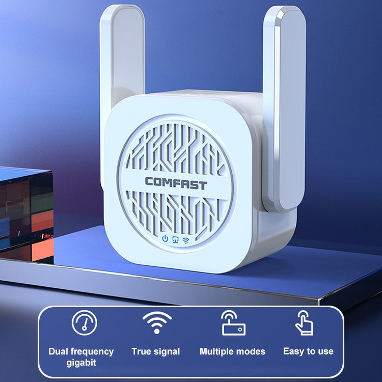 COMFAST CF-WR765AC 1200Mbps Dual-Band Wireless Repeater Verstärker mit externer Antenne, CF-WR765AC