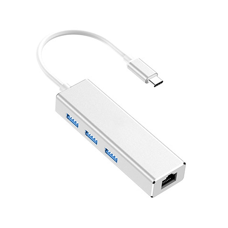 USB-C / Typ-C zu Gigabit Ethernet RJ45 & 3 x USB 3.0 Adapter Konverter HUB, Computer Extern Tablet Telefon Universal, Gigabit Ethernet