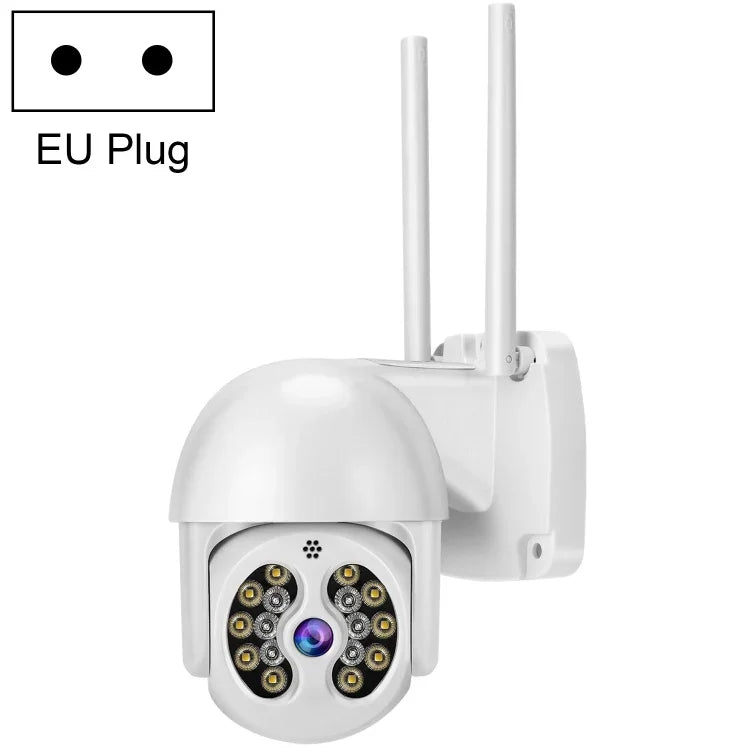 Tuya QX56 3,0 Megapixel IP66 wasserdichte 2,4-GHz-Funk-IP-Kamera, unterstützt Amazon Alexa und Google Home, Bewegungserkennung, Zwei-Wege-Audio, Farbnachtsicht und TF-Kartensteckplatz, EU-Stecker, unterstützt Amazon Alexa und Google Home