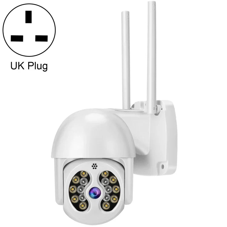 Tuya QX56 3,0 Megapixel IP66 wasserdichte 2,4-GHz-Funk-IP-Kamera, unterstützt Amazon Alexa und Google Home, Bewegungserkennung, Zwei-Wege-Audio, Farbnachtsicht und TF-Kartensteckplatz, EU-Stecker, unterstützt Amazon Alexa und Google Home