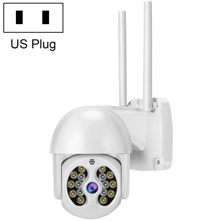 Tuya QX56 3,0 Megapixel IP66 wasserdichte 2,4-GHz-Funk-IP-Kamera, unterstützt Amazon Alexa und Google Home, Bewegungserkennung, Zwei-Wege-Audio, Farbnachtsicht und TF-Kartensteckplatz, EU-Stecker, unterstützt Amazon Alexa und Google Home