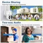 Tuya QX56 3,0 Megapixel IP66 wasserdichte 2,4-GHz-Funk-IP-Kamera, unterstützt Amazon Alexa und Google Home, Bewegungserkennung, Zwei-Wege-Audio, Farbnachtsicht und TF-Kartensteckplatz, EU-Stecker, unterstützt Amazon Alexa und Google Home
