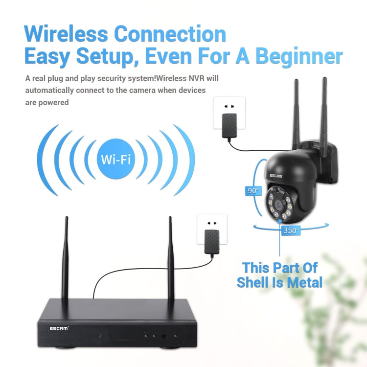 ESCAM WNK618 3,0 Megapixel 8-Kanal WLAN-Dome-Kamera HD-NVR-Sicherheitssystem, unterstützt Bewegungserkennung, Zwei-Wege-Audio, Farbnachtsicht und TF-Karte, EU-Stecker, WNK618