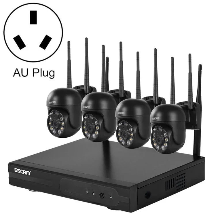 ESCAM WNK614 HD 3,0 Millionen Pixel 8-Kanal-WLAN + 4IPC WLAN-NVR-Sicherheitssystem, AU-Stecker, WNK614