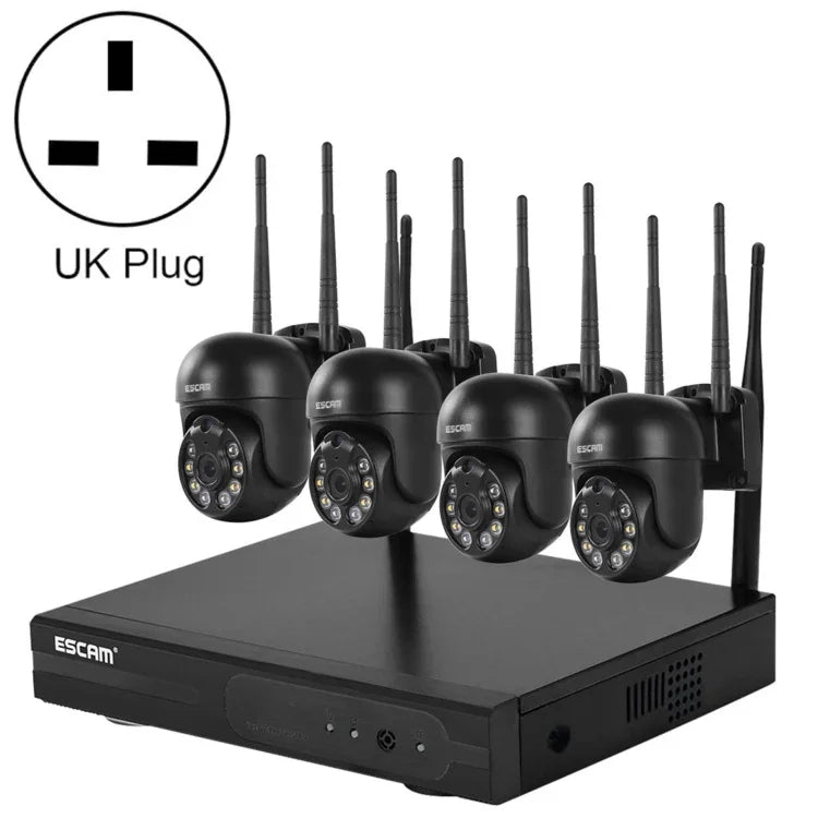 ESCAM WNK614 HD 3,0 Millionen Pixel 8-Kanal-WLAN + 4IPC WLAN-NVR-Sicherheitssystem, AU-Stecker, WNK614
