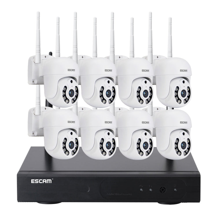 ESCAM WNK718 HD 3,0 Millionen Pixel 8-Kanal-WLAN + 8IPC WLAN-NVR-Sicherheitssystem, UK-Stecker, WNK718
