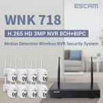 ESCAM WNK718 HD 3,0 Millionen Pixel 8-Kanal-WLAN + 8IPC WLAN-NVR-Sicherheitssystem, UK-Stecker, WNK718