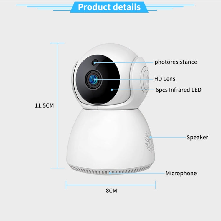 YT24 V380 3,0-MP-IP-Kamera mit Schwenk- und Neigefunktion, WLAN-fähig, unterstützt TF-Karten, Zwei-Wege-Audio, Bewegungserkennung und Nachtsicht.