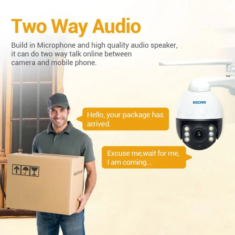ESCAM Q5068 H.265 5MP Pan/Tilt/4X Zoom WLAN wasserdichte IP-Kamera, unterstützt ONVIF Zwei-Wege-Gespräch & Nachtsicht, AU-Stecker, UK-Stecker, US-Stecker, EU-Stecker, AU-Stecker