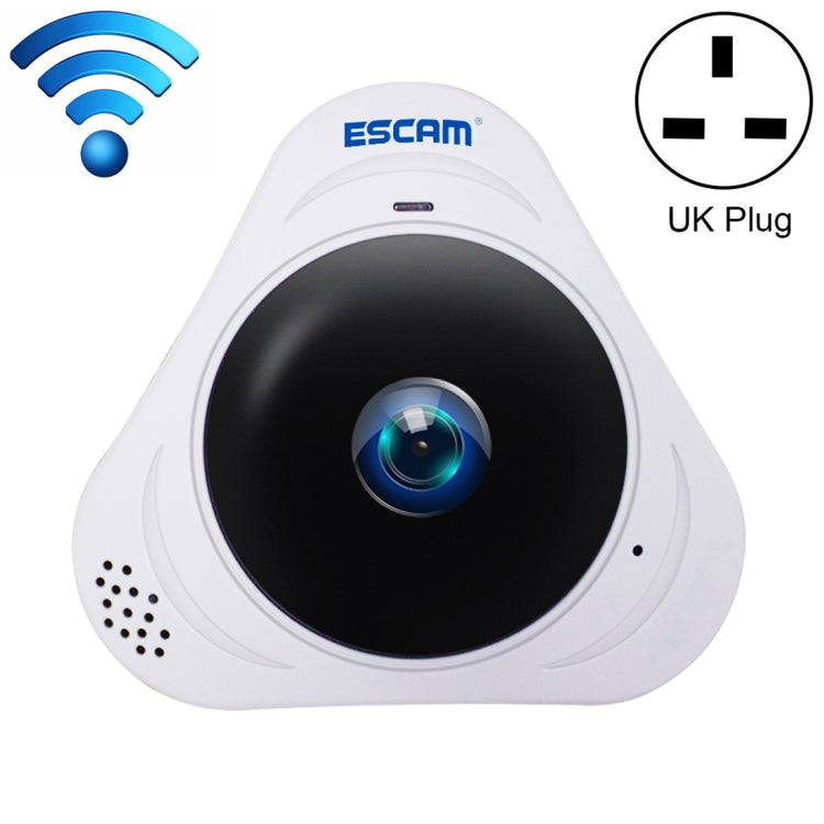 ESCAM Q8 960P 360-Grad-Fischaugenobjektiv 1.3MP WLAN IP-Kamera, unterstützt Bewegungserkennung / Nachtsicht, IR-Reichweite: 5-10m, AU-Stecker, Q8 US-Stecker, Q8 AU-Stecker, Q8 EU-Stecker, Q8 UK-Stecker