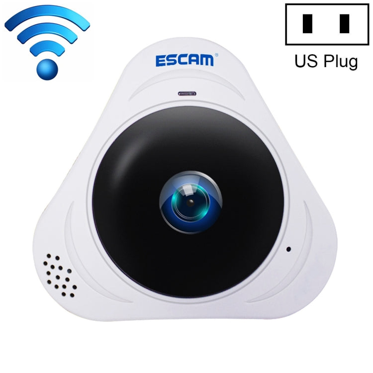 ESCAM Q8 960P 360-Grad-Fischaugenobjektiv 1.3MP WLAN IP-Kamera, unterstützt Bewegungserkennung / Nachtsicht, IR-Reichweite: 5-10m, AU-Stecker, Q8 US-Stecker, Q8 AU-Stecker, Q8 EU-Stecker, Q8 UK-Stecker