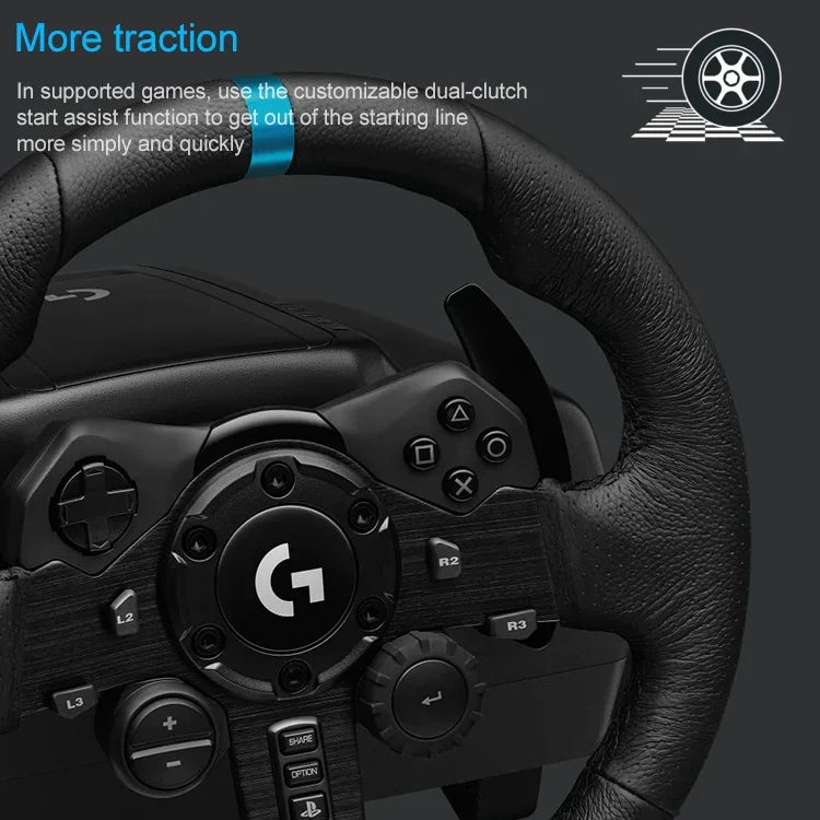 Logitech G923 Rennspiel-Lenkrad mit Schalthebel für PS5 / PS4 / PC, G923