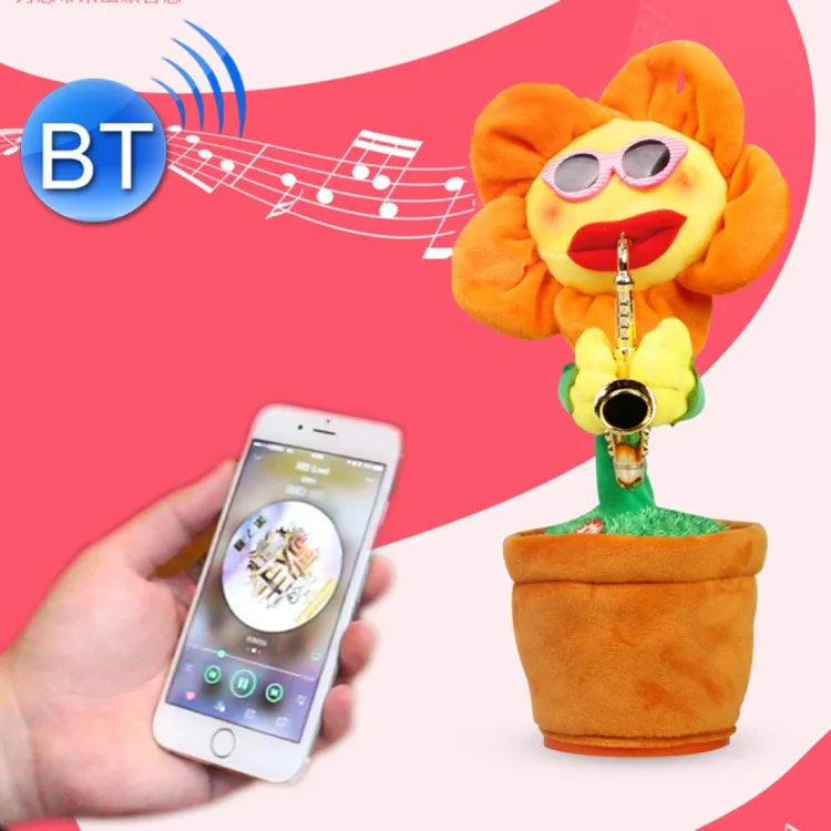 Bluetooth-Plüschtier im Sonnenblumen-Saxophon-Stil für Kinder und Erwachsene, unterstützt USB-Laden und Batteriebetrieb