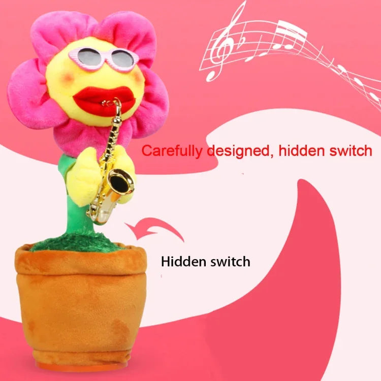 Bluetooth-Plüschtier im Sonnenblumen-Saxophon-Stil für Kinder und Erwachsene, unterstützt USB-Laden und Batteriebetrieb
