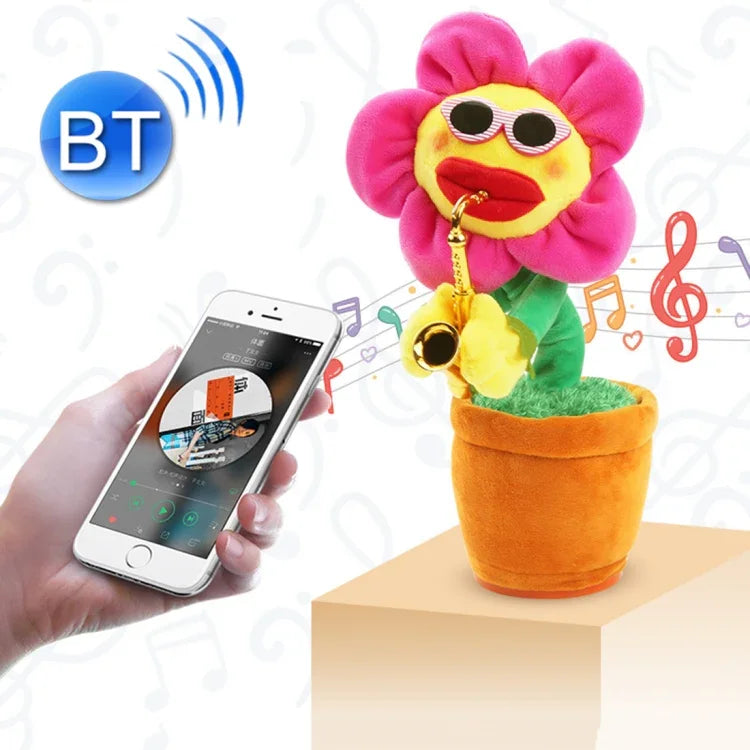 Bluetooth-Plüschtier im Sonnenblumen-Saxophon-Stil für Kinder und Erwachsene, unterstützt USB-Laden und Batteriebetrieb