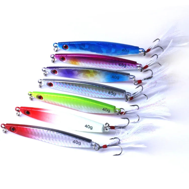 HENGJIA 7 Stück Metallköder Eisen Angelköder, 8cm/40g