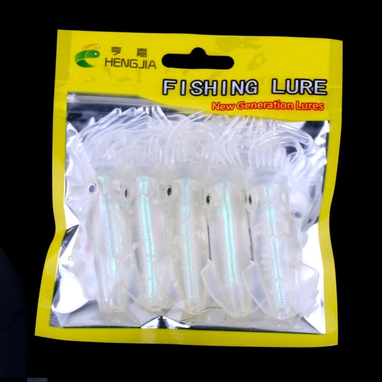 HENGJIA 5 STÜCK Tintenfische Plastik Weichköder Künstliche Angelköder Bionischer Angelköder, Länge: 9 cm, Leuchtend, Bunte Röhre