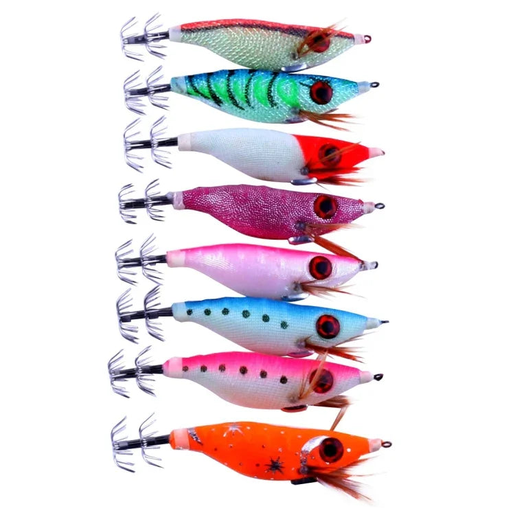 HENGJIA HENG JIA SJ011 8 in 1 10 cm nachleuchtende Kunststoff-Hardbaits Tintenfisch-Angelköder-Set Angelzubehör, zufällige Farblieferung