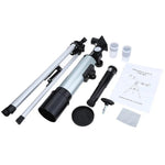 F36050 Tragbares professionelles hochauflösendes astronomisches Teleskop-Spektiv mit Aluminiumstativ (Silber), F36050