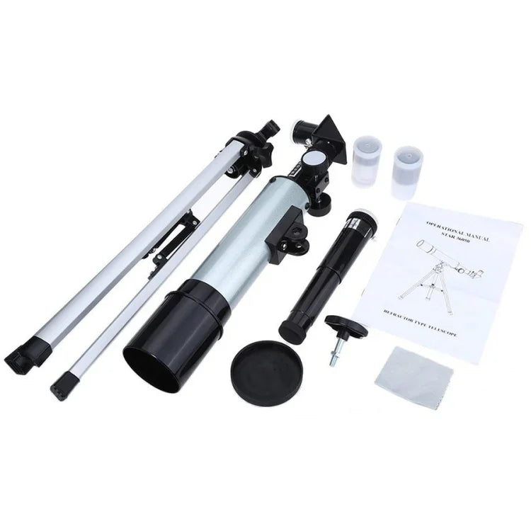 F36050 Tragbares professionelles hochauflösendes astronomisches Teleskop-Spektiv mit Aluminiumstativ (Silber), F36050