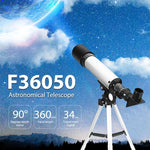F36050 Tragbares professionelles hochauflösendes astronomisches Teleskop-Spektiv mit Aluminiumstativ (Silber), F36050