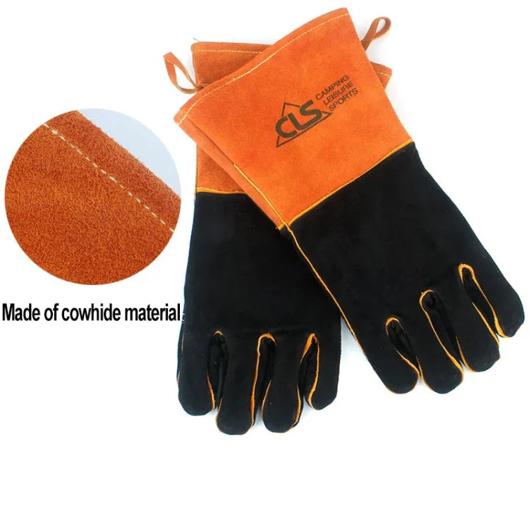 Outdoor BBQ Leder Männer und Frauen Modelle Hochtemperaturisolierung Verdickung Lange Schweißschutzhandschuhe, CLS-BBQ