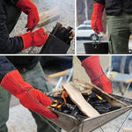 Outdoor BBQ Leder Männer und Frauen Modelle Hochtemperaturisolierung Verdickung Lange Schweißschutzhandschuhe, CLS-BBQ