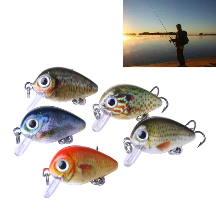 HENGJIA 5 STÜCK 2,7cm/1,5g Luya Rock Fishing Köder Bionic Kit mit Plastikbox, Box008
