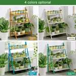 Bamboo 3-Tier Hanging Plant Stand Planter Shelves Flower Pot Storage Rack Folding Display Shelving Plants Shelf, Width: 100cm, 3-Tie Width: 100cm(White), 3-Tie Width: 100cm(Apricot)