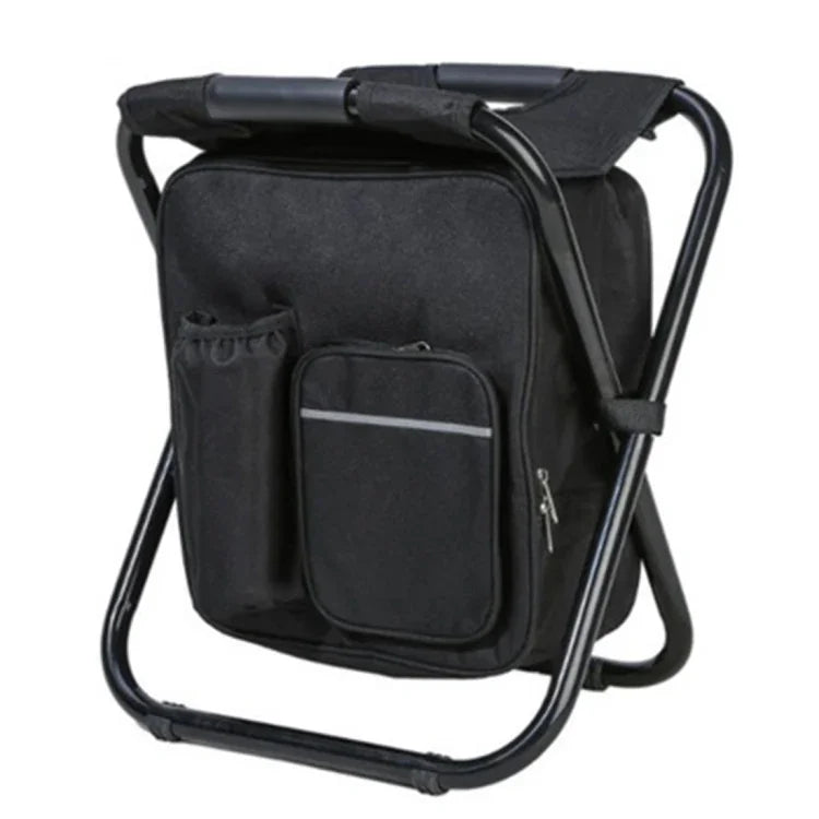 Tragbarer Klappbarer Campingstuhl für Draußen, Leichter Angel-Strandstuhl, Klappstuhl mit Edelstahlrohren und Kühltasche, Klappstuhl aus Edelstahl (Schwarz), Klappstuhl aus Edelstahl (Grün), Klappstuhl aus Edelstahl (Blau)