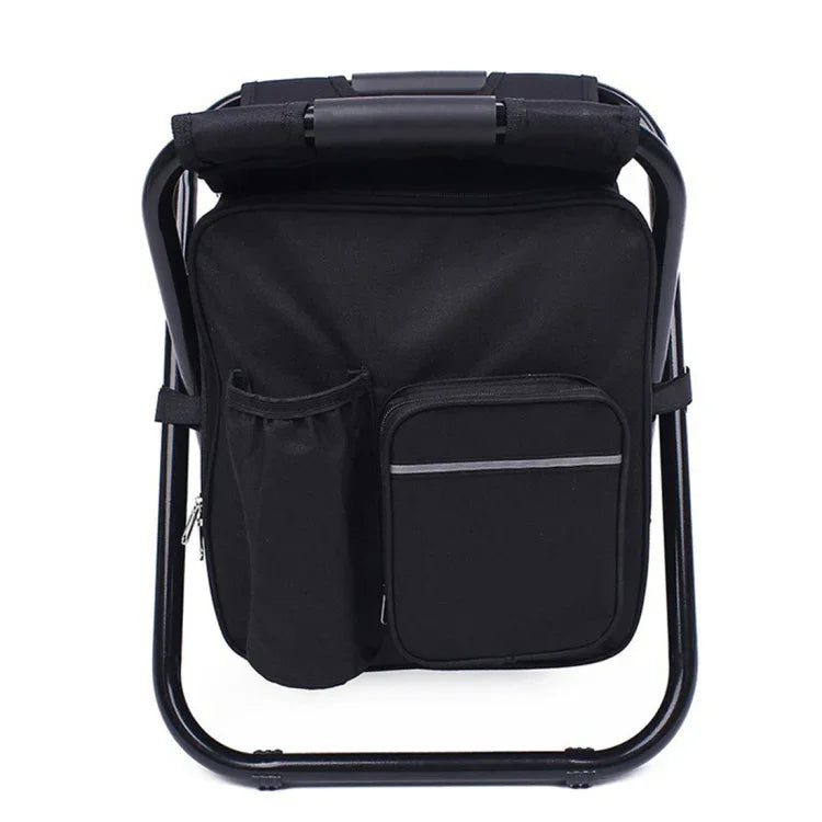 Tragbarer Klappbarer Campingstuhl für Draußen, Leichter Angel-Strandstuhl, Klappstuhl mit Edelstahlrohren und Kühltasche, Klappstuhl aus Edelstahl (Schwarz), Klappstuhl aus Edelstahl (Grün), Klappstuhl aus Edelstahl (Blau)