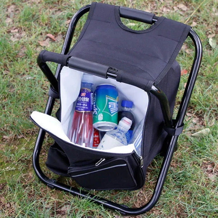 Tragbarer Klappbarer Campingstuhl für Draußen, Leichter Angel-Strandstuhl, Klappstuhl mit Edelstahlrohren und Kühltasche, Klappstuhl aus Edelstahl (Schwarz), Klappstuhl aus Edelstahl (Grün), Klappstuhl aus Edelstahl (Blau)